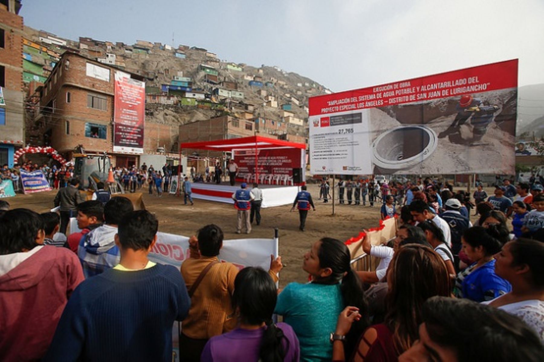 Inauguración de obras de agua potable para más pobladores en San Juan de Lurigancho. Foto: Cortesía.