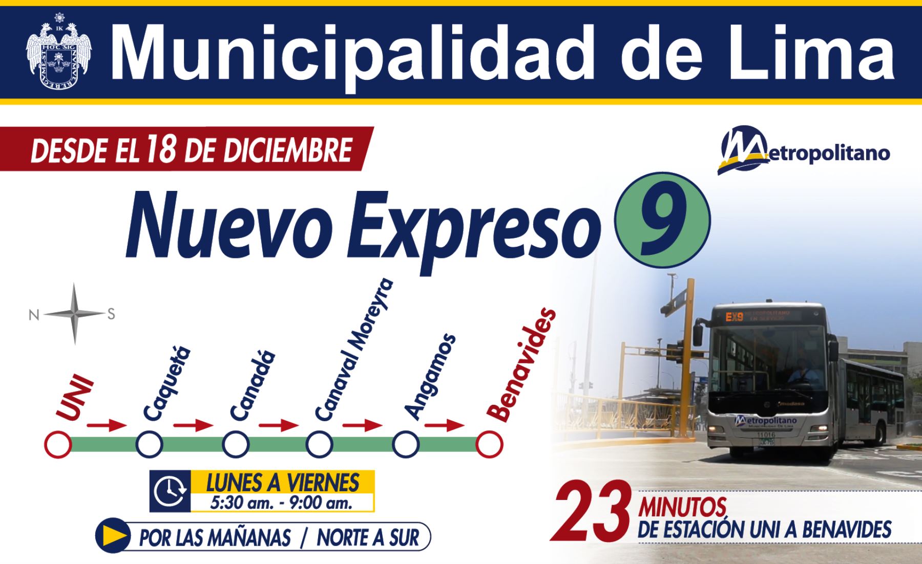 Servicio Expreso 9 de El Metropolitano. Foto:ANDINA/Difusión
