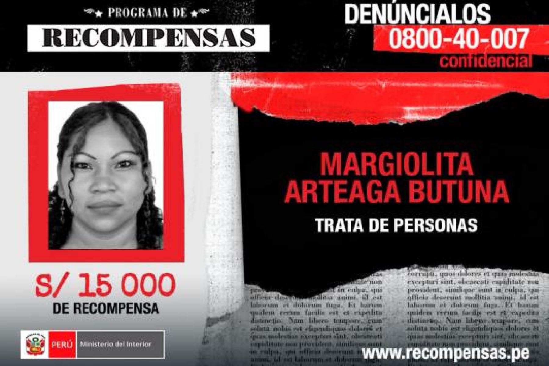 Margiolita Arteaga Butuna(26) se encontraba en el distrito de Pebas,  provincia de Ramón Castill, región Loreto.