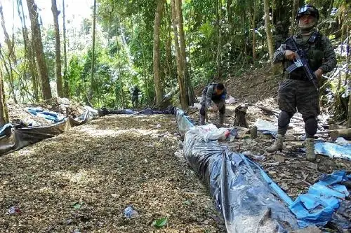 Como resultado de un operativo terrestre de interdicción contra el tráfico de drogas en el Valle de los ríos Apurímac, Ene y Mantaro (Vraem), los agentes del Frente Policial en la zona, quienes contaron con el apoyo del Ejército Peruano, destruyeron tres laboratorios de pasta básica de cocaína (PBC) en el centro poblado Teresa, ubicado en el distrito cusqueño de Pichari. ANDINA/Difusión