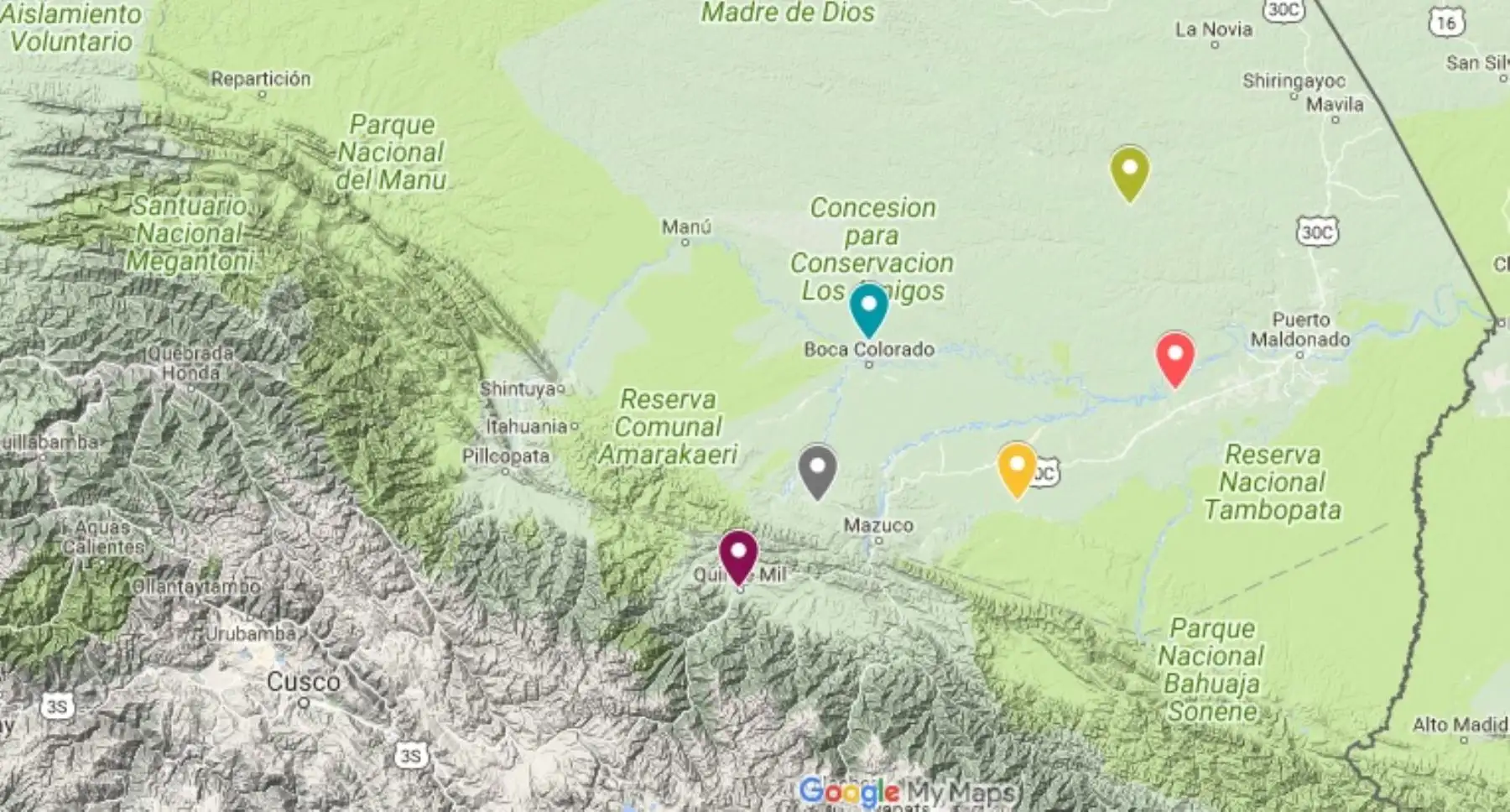 mapa que prioriza las áreas degradadas para la restauración de paisajes en Madre de Dios. Se trata de una herramienta clave para la gestión y conservación de recursos.