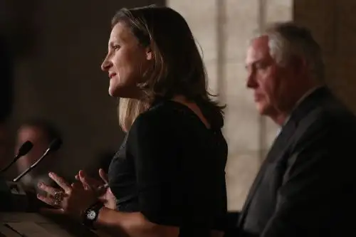 Ministra de Relaciones Exteriores de Canadá, Chrystia Freeland. Foto: AFP