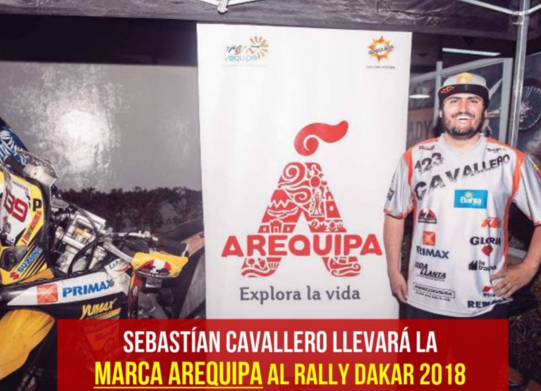 El destacado piloto arequipeño Sebastián Cavallero, reconocido como primer embajador deportivo de dicha región, llevará la Marca Arequipa durante su participación en el Dakar 2018, informó el gobierno regional.