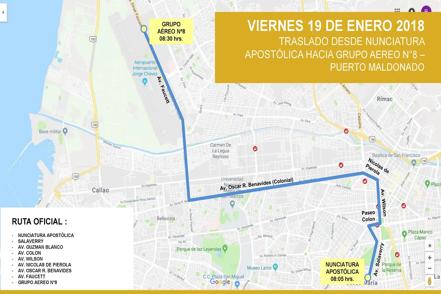 Recorrido del Papa Francisco