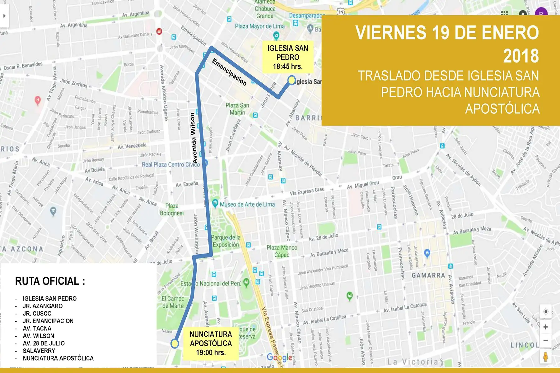 Recorrido del Papa Francisco