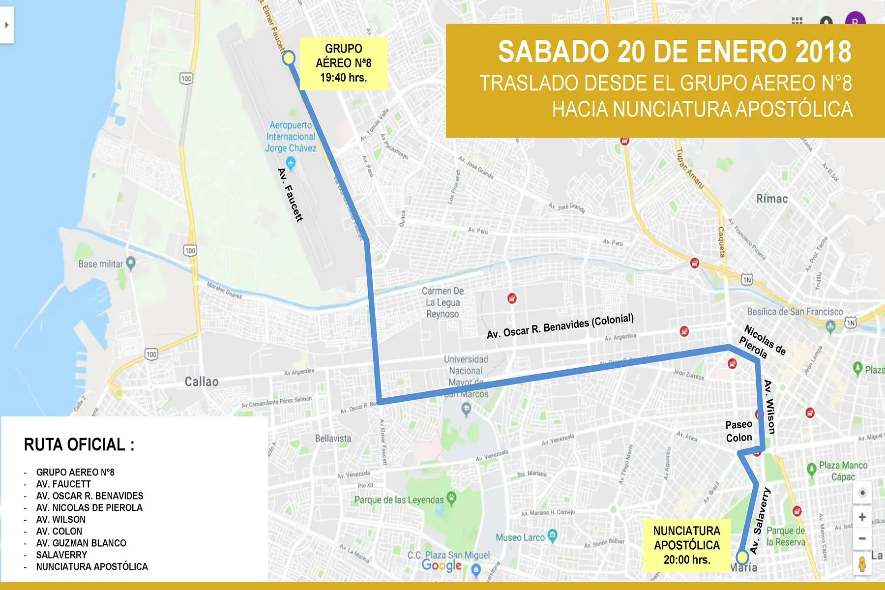 Recorrido del Papa Francisco