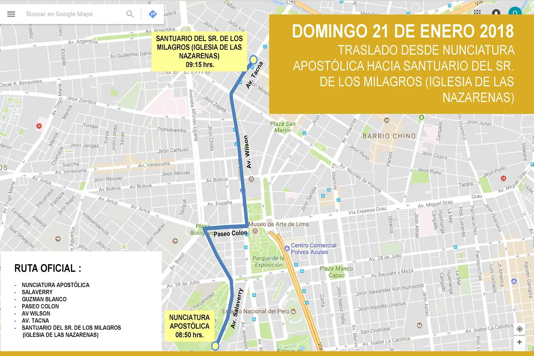 Recorrido del Papa Francisco