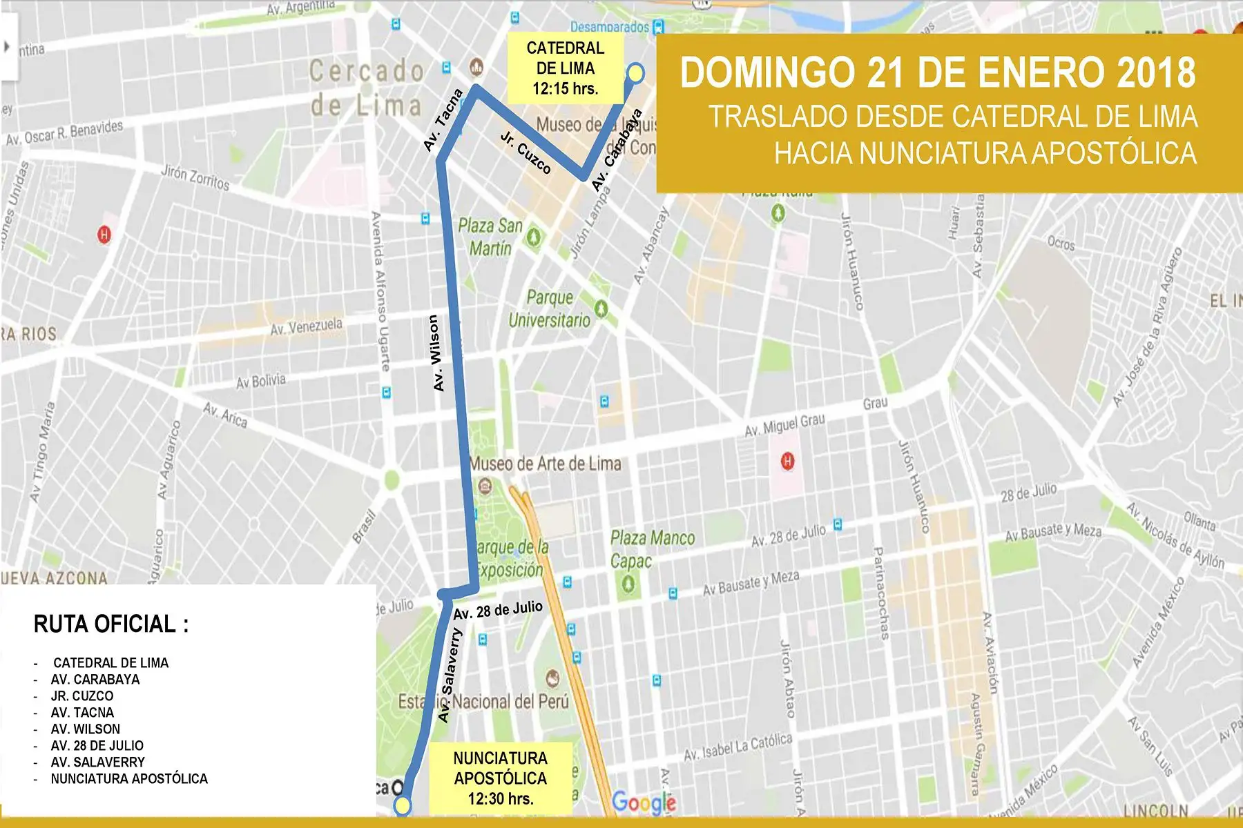 Recorrido del Papa Francisco