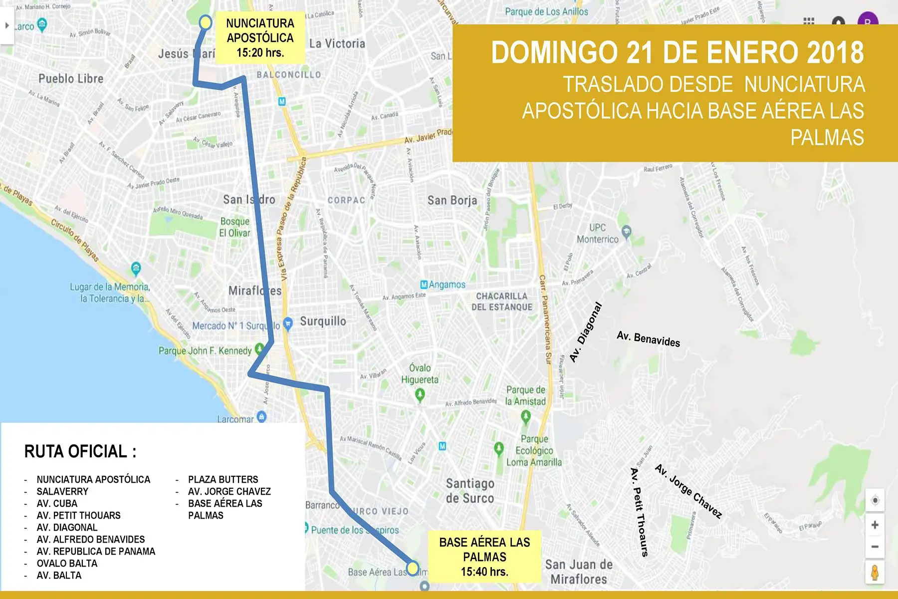 Recorrido del Papa Francisco