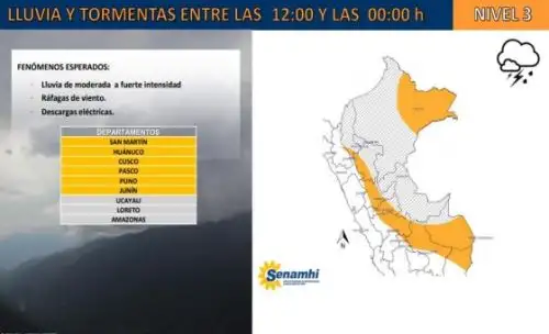 Lluvias moderadas a fuertes se prevé hasta la medianoche en 6 regiones