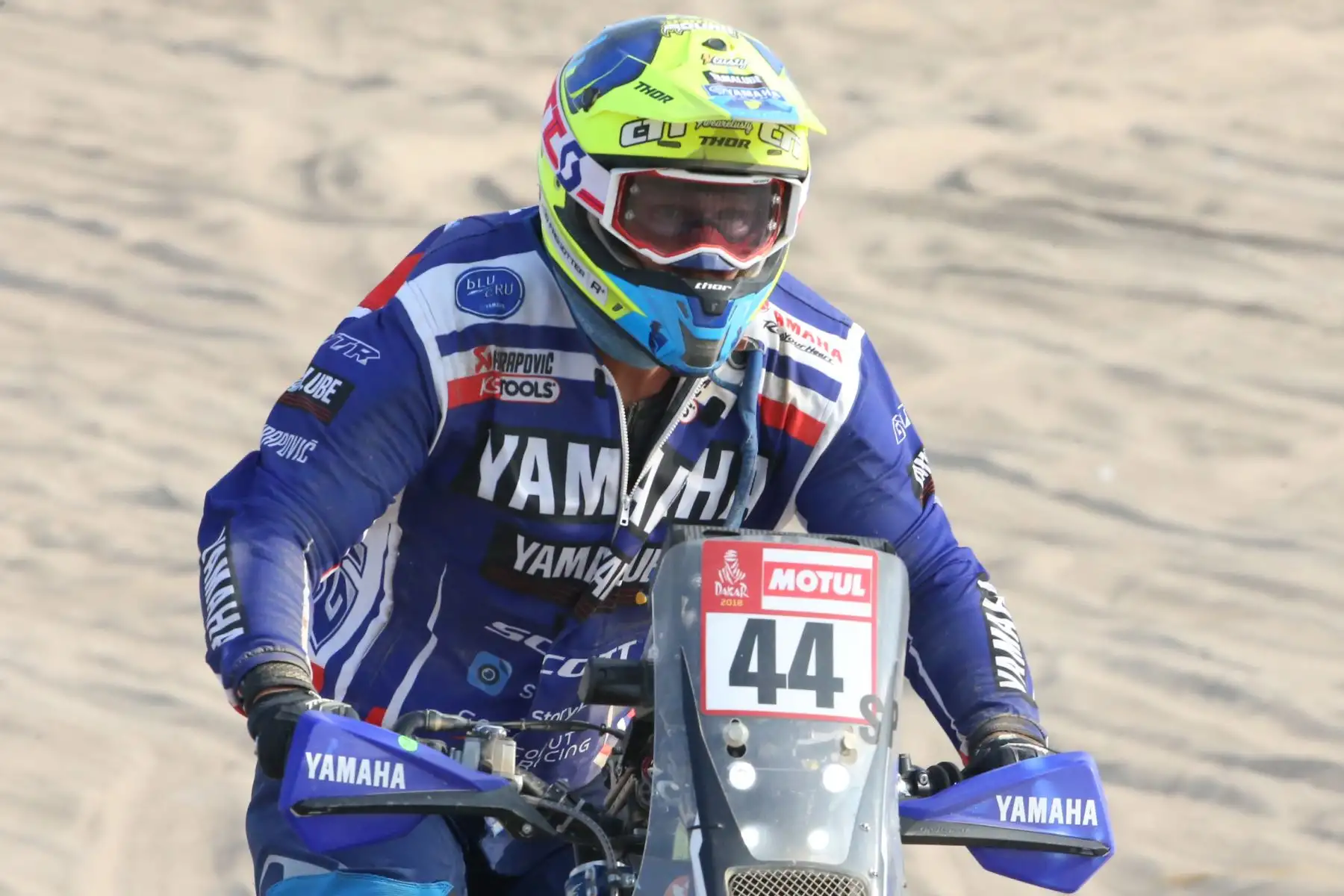 PISCO-PERÚ-08-ENERO. Corredores dan inicio a la tercera etapa  Pisco-Marcona del Dakar 2018, en Pozo Santo. Foto: ANDINA/ Jhony Laurente