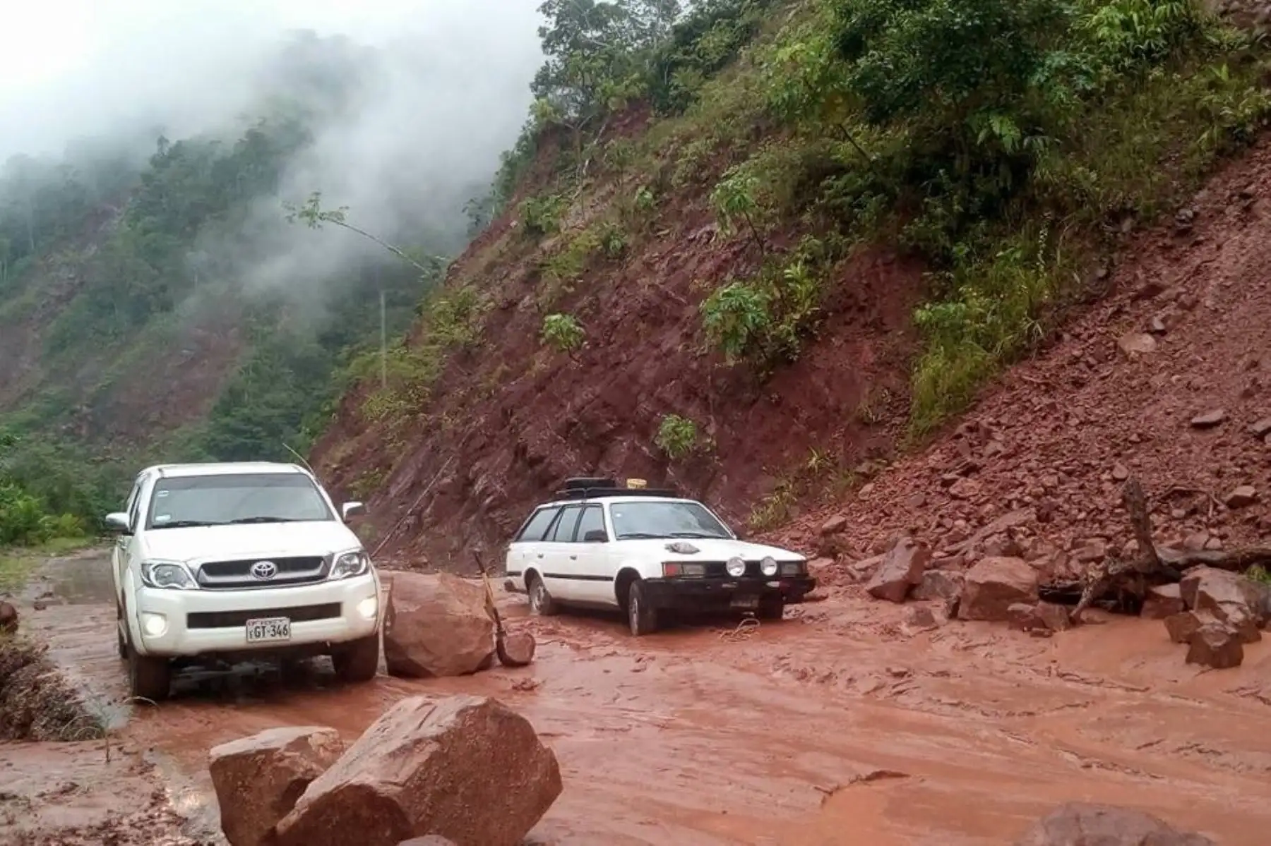 Lluvias intensas afectan tránsito en la carretera Shapaja-Chazuta, en San Martín. ANDINA