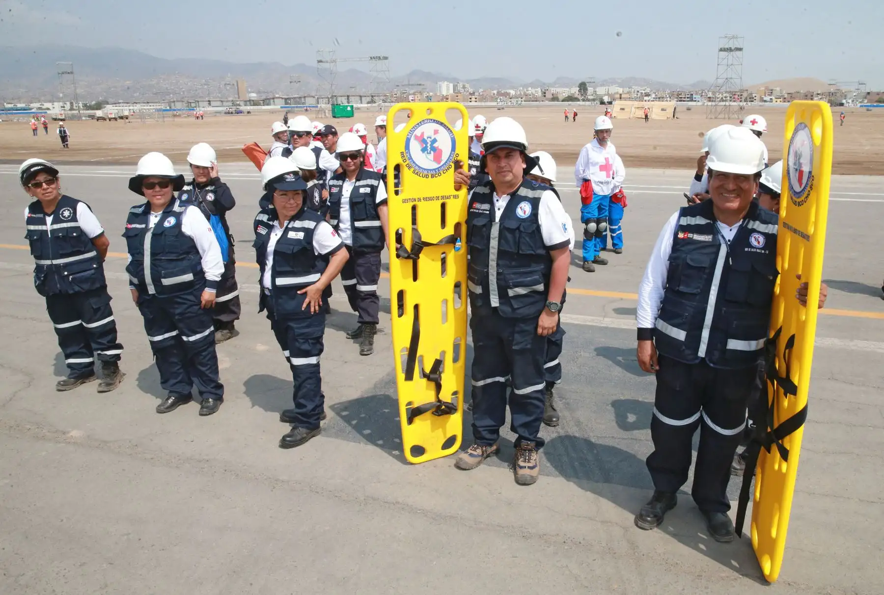 LIMA,PERÚ-ENERO 13. Realizan simulacro de desplazamiento en La base aérea Las Palmas, lugar donde se llevará a cabo la misa con el Papa Francisco. Foto: ANDINA/Vidal Tarqui