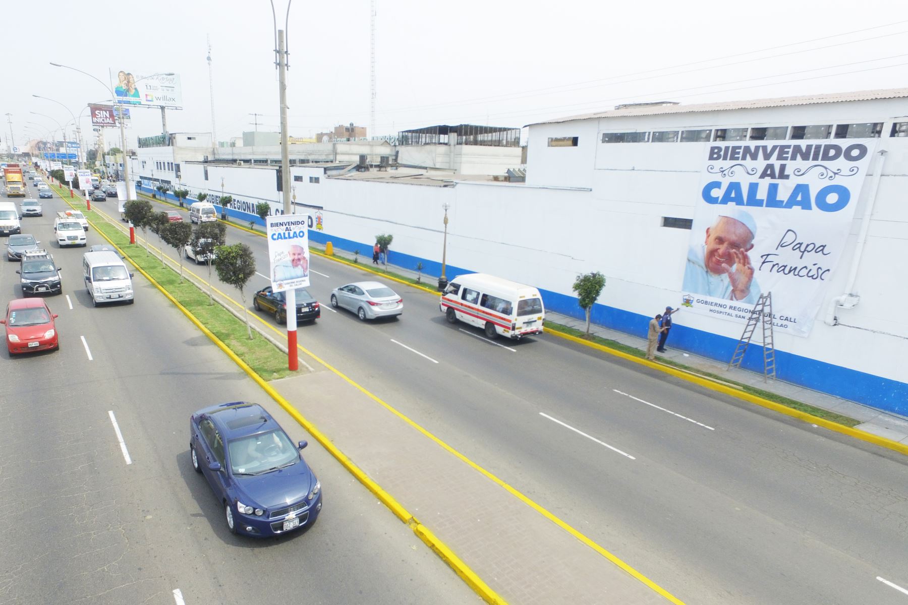 Lima, Perú. Ene. 15 El hospital San José es otro de los puntos por donde el Papa transitará tras arribar al grupo aéreo N° 8, en el Callao, a las 5:20 pm. Foto:ANDINA/Jhony Laurente
