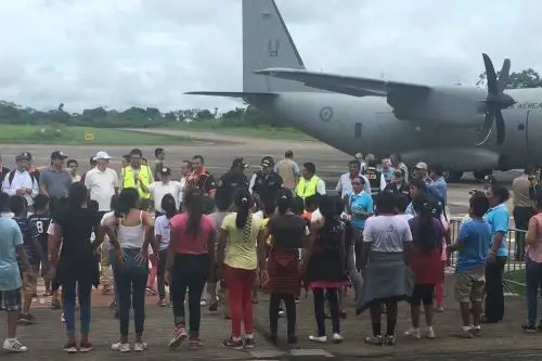 Fieles llegan a Madre de Dios para la visita del Papa Francisco a Puerto Maldonado el viernes 19 de enero.
