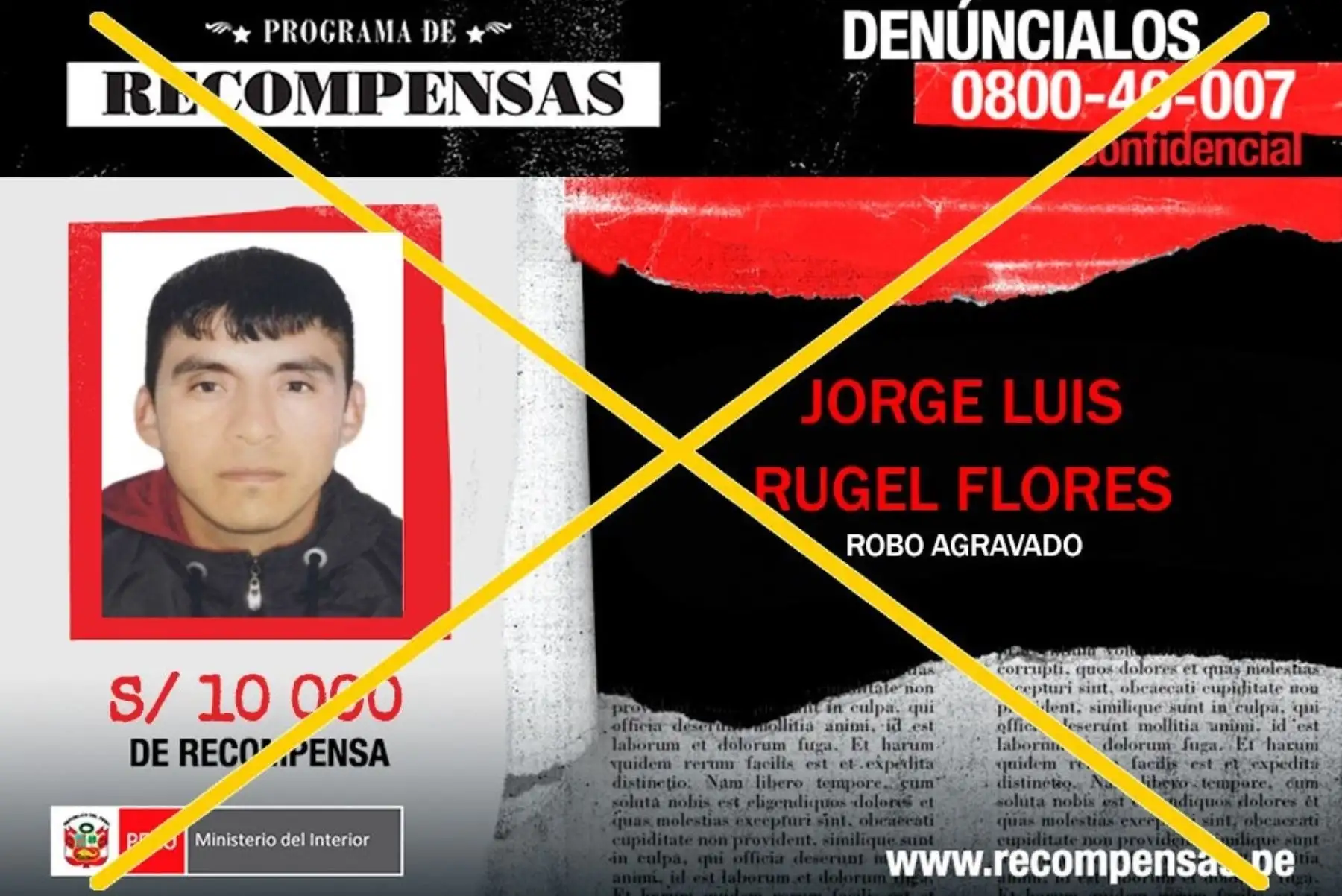 La Policía Nacional del Perú capturó hoy en Chiclayo y en Lima a dos personas incluidas en el Programa de Recompensas “Que Ellos Se Cuiden” del Ministerio del Interior (Mininter), quienes estaban requisitoriadas por los delitos de tráfico ilícito de drogas y robo agravado.