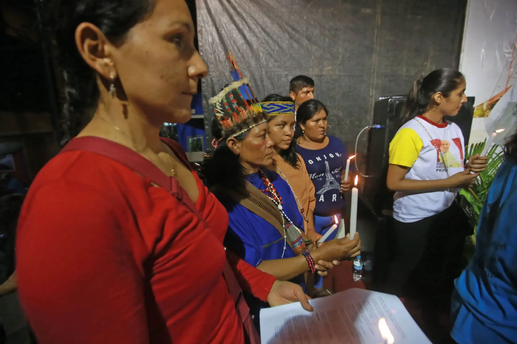 PUERTO MALDONADO-PERÚ-18.ENERO. Vigilia por visita del Papa Francisco, en  plaza de armas de esta ciudad. Foto: ANDINA/ Jhony Laurente