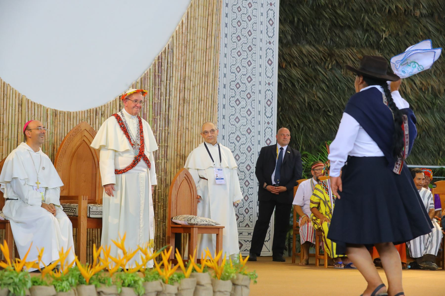 PUERTO MALDONADO PERÚ – ENERO 19. Encuentro del Papa Francisco con los pueblos de la Amazonia en el Coliseo Regional Madre de Dios. Foto: ANDINA/Andres Valle