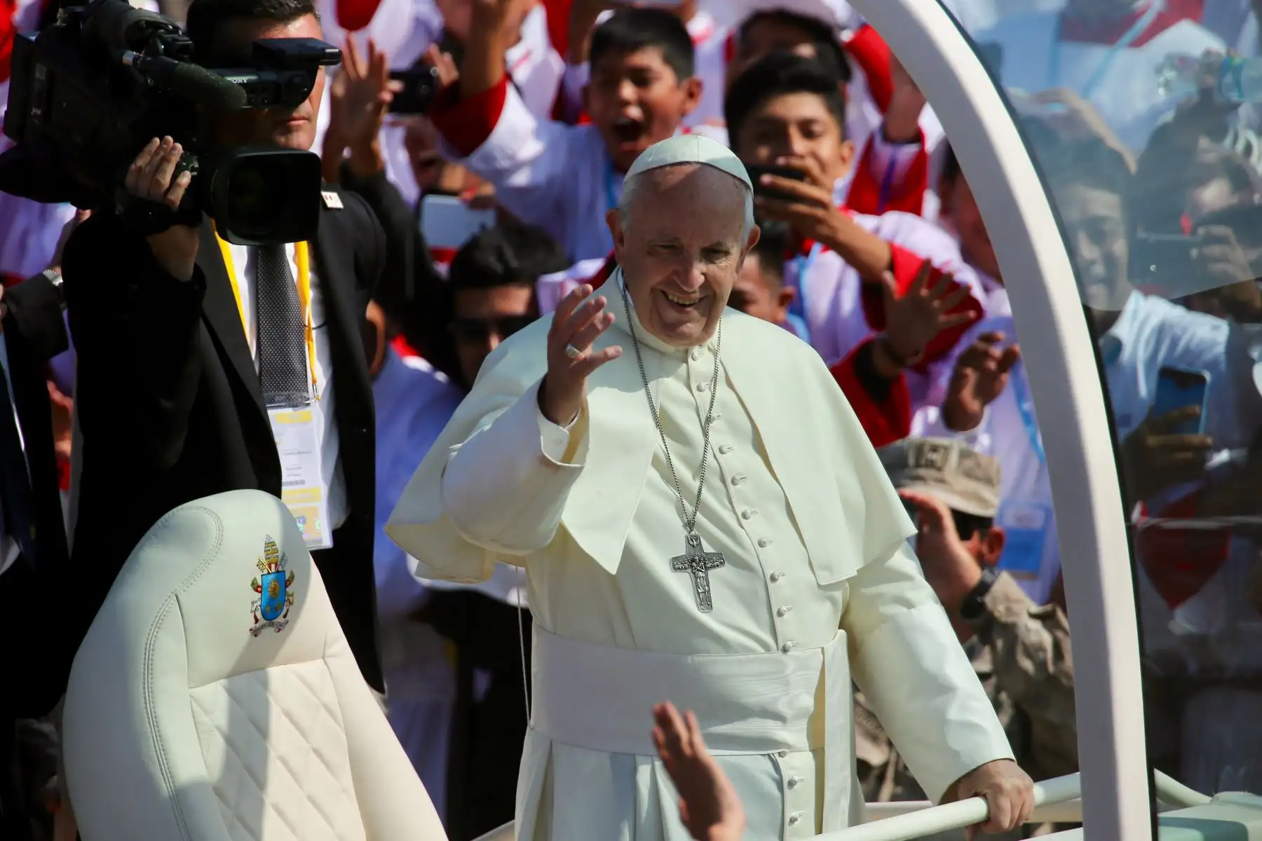 TRUJILLO PERÚ - ENERO 20. Multitudinario recibimiento al Papa Francisco en Huanchaco.. Foto: ANDINA/Pável Ugaz