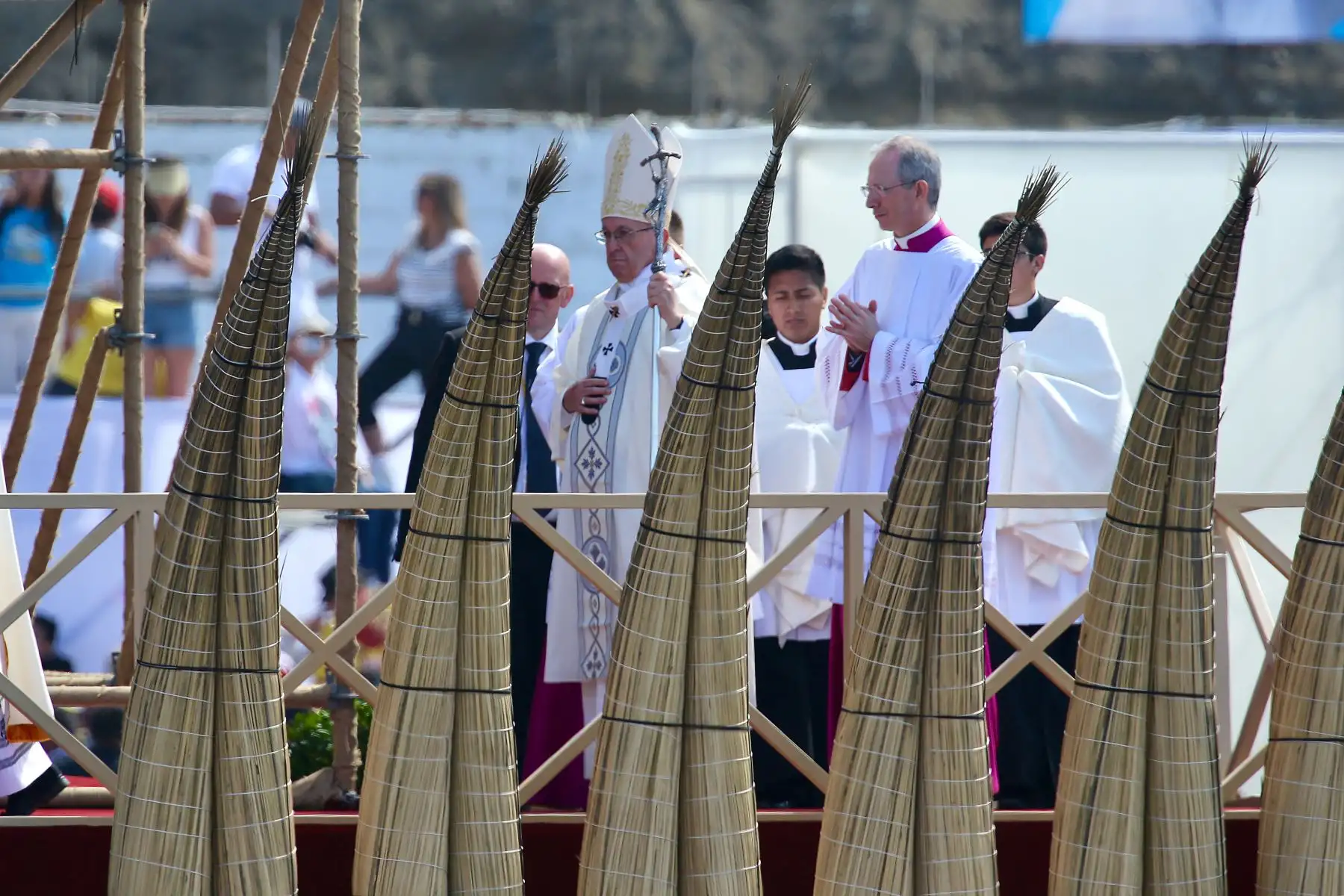 TRUJILLO PERÚ - ENERO 20.Papa Francisco ofició misa a miles de feligreses en la explanada de Huanchaco-Trujillo. Foto: ANDINA/Pável Ugaz