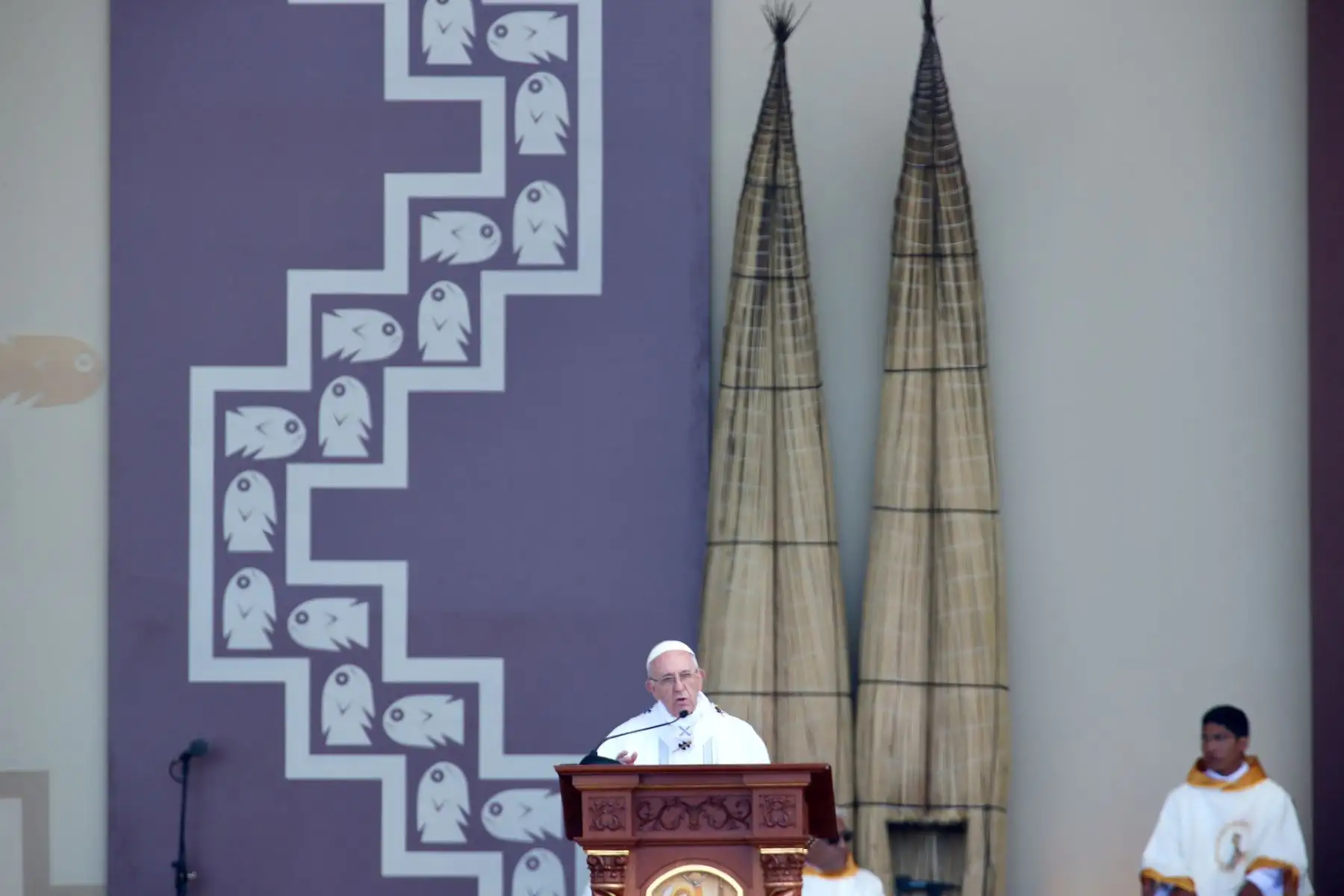 TRUJILLO PERÚ - ENERO 20.Papa Francisco ofició misa a miles de feligreses en la explanada de Huanchaco-Trujillo. Foto: ANDINA/Pável Ugaz