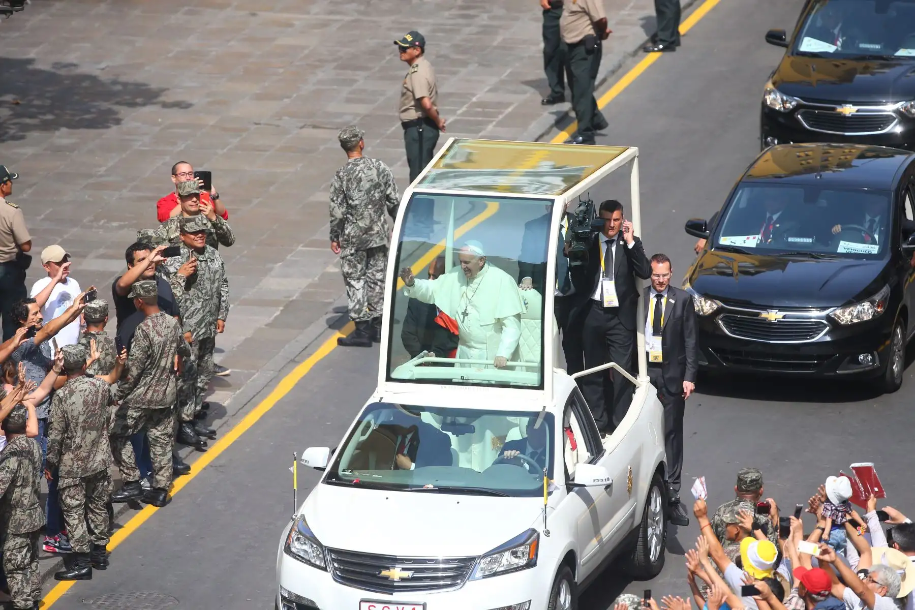 LIMA PERÚ - ENERO 21. Papa Francisco llega a  Catedral de Lima. Foto: ANDINA/Juan Carlos Guzmán