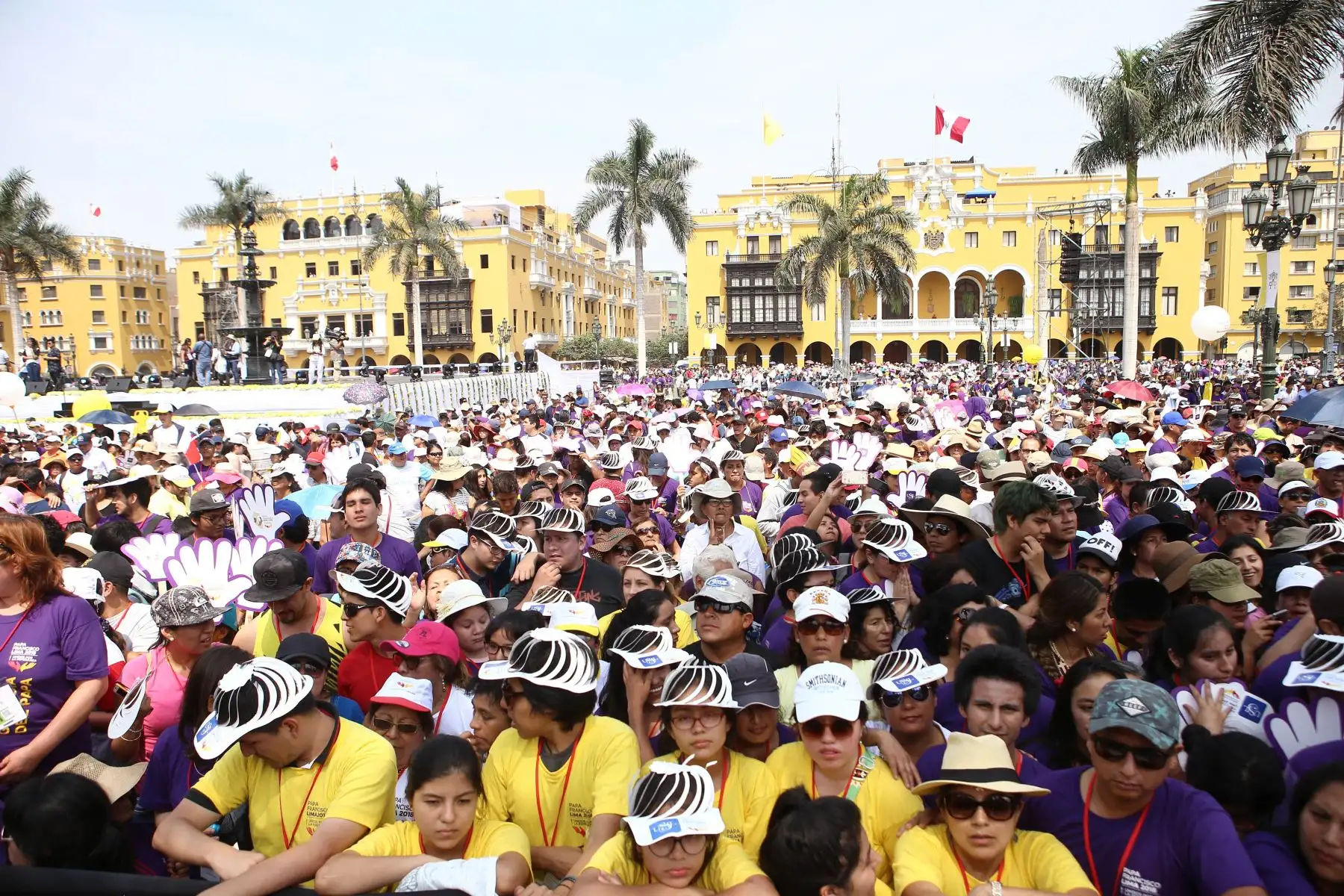 LIMA PERÚ - ENERO 21. Papa Francisco en ángelus desde el Palacio Arzobispal. Foto: ANDINA/Rubén Grández