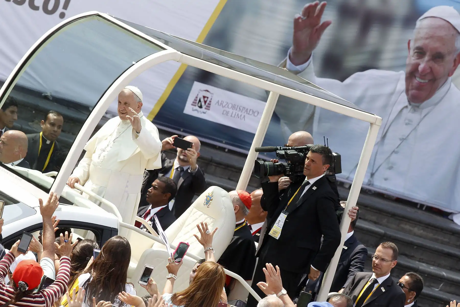 LIMA PERÚ - ENERO 21. Papa Francisco en ángelus desde el Palacio Arzobispal. Foto: ANDINA/Carolina Urra