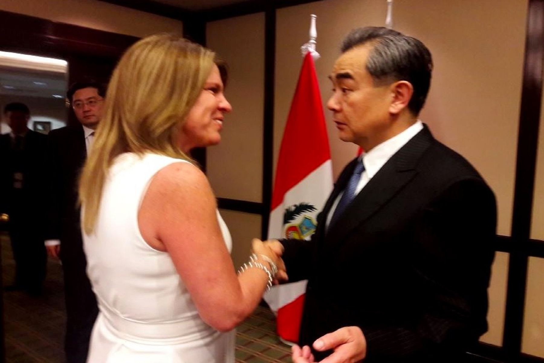 Canciller Cayetana Aljovín se reunió con ministro de Relaciones Exteriores de China, Wang Yi.