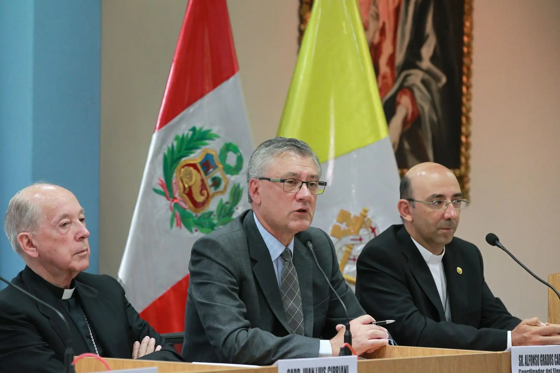 Conferencia de prensa de los representantes de la Iglesia católica en el Perú. Foto: ANDINA/Dante Zegarra