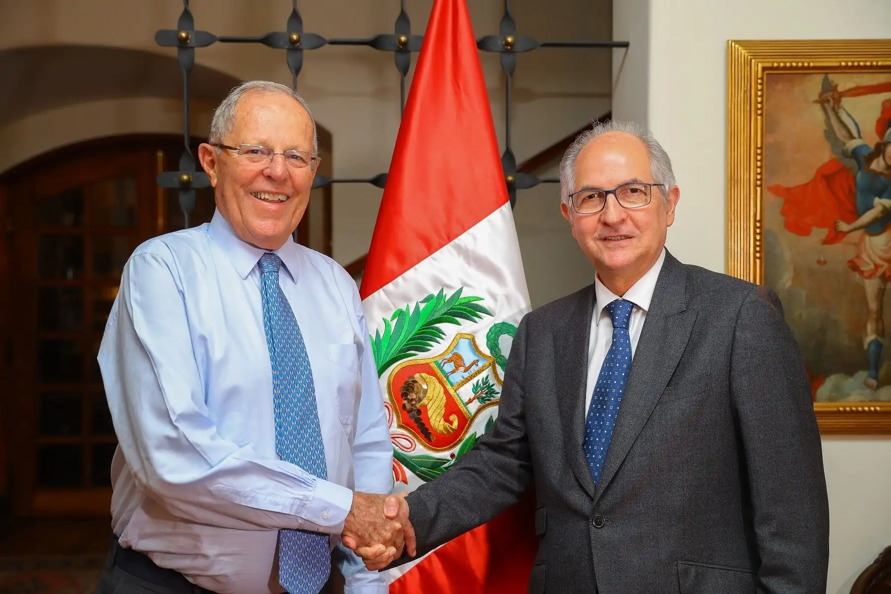 Presidente de la República, Pedro Pablo Kuczynski y Antonio Ledezma. Foto: Presidencia.