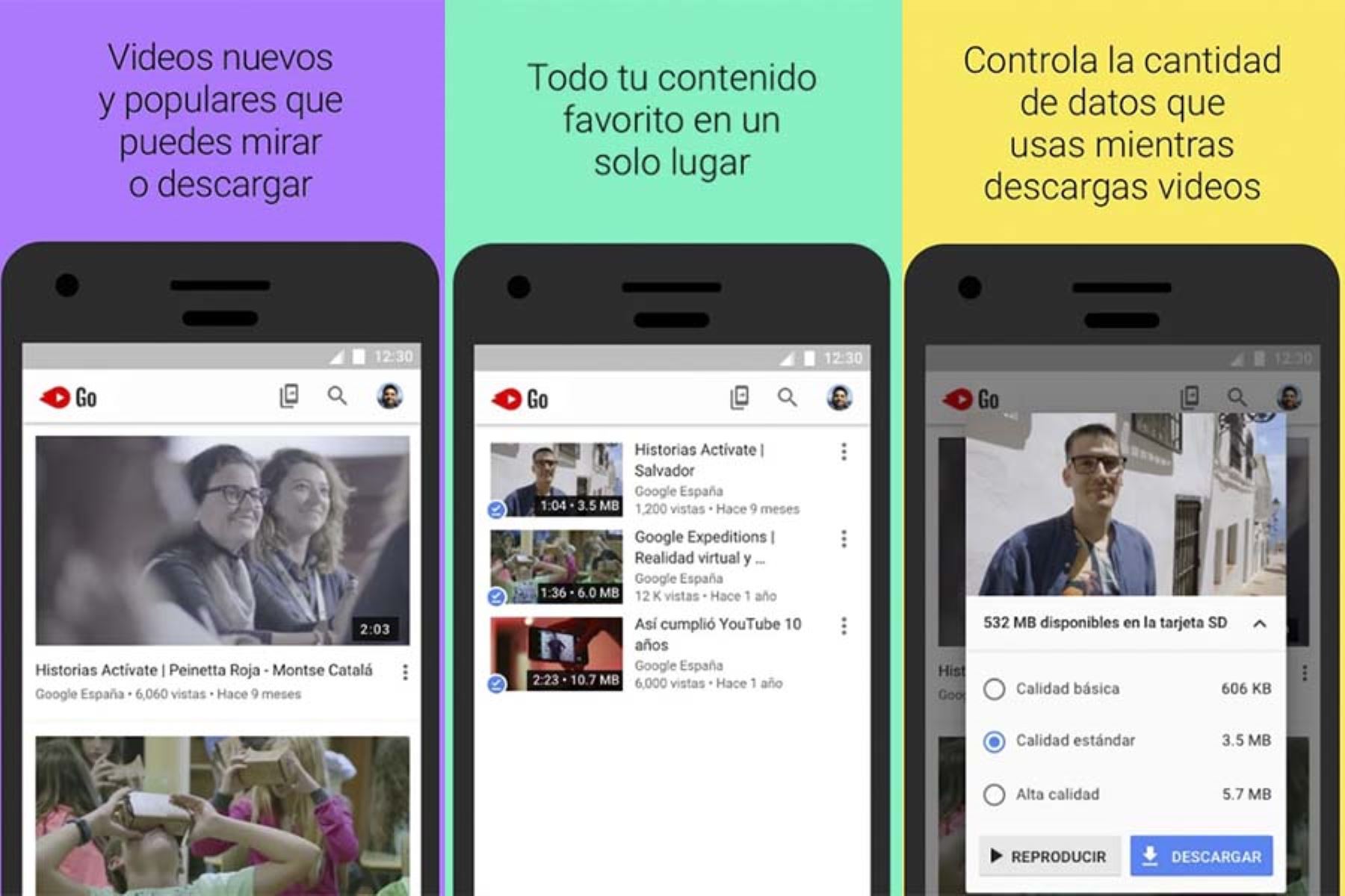 La app YouTube Go permite controlar el uso de datos y el almacenamiento en un móvil.