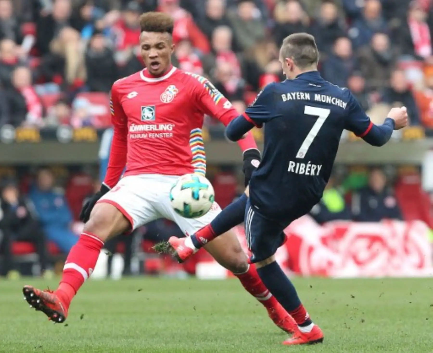 Partido de fútbol de la primera división alemana Mainz 05 contra el Bayern Munich.Foto:AFP