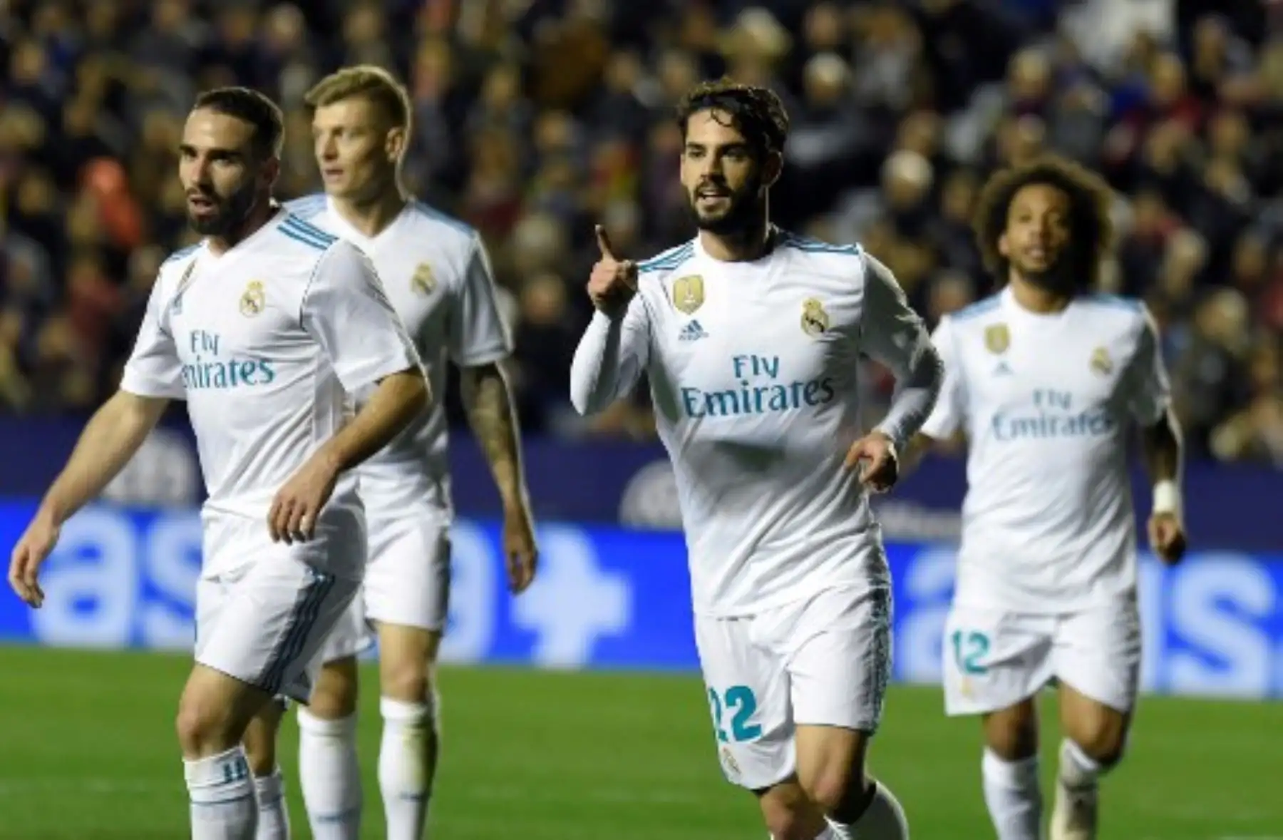 Parido de fútbol de la liga española entre el Levante UD y el Real Madrid CF en el estadio Ciutat de Valencia.Foto:AFP