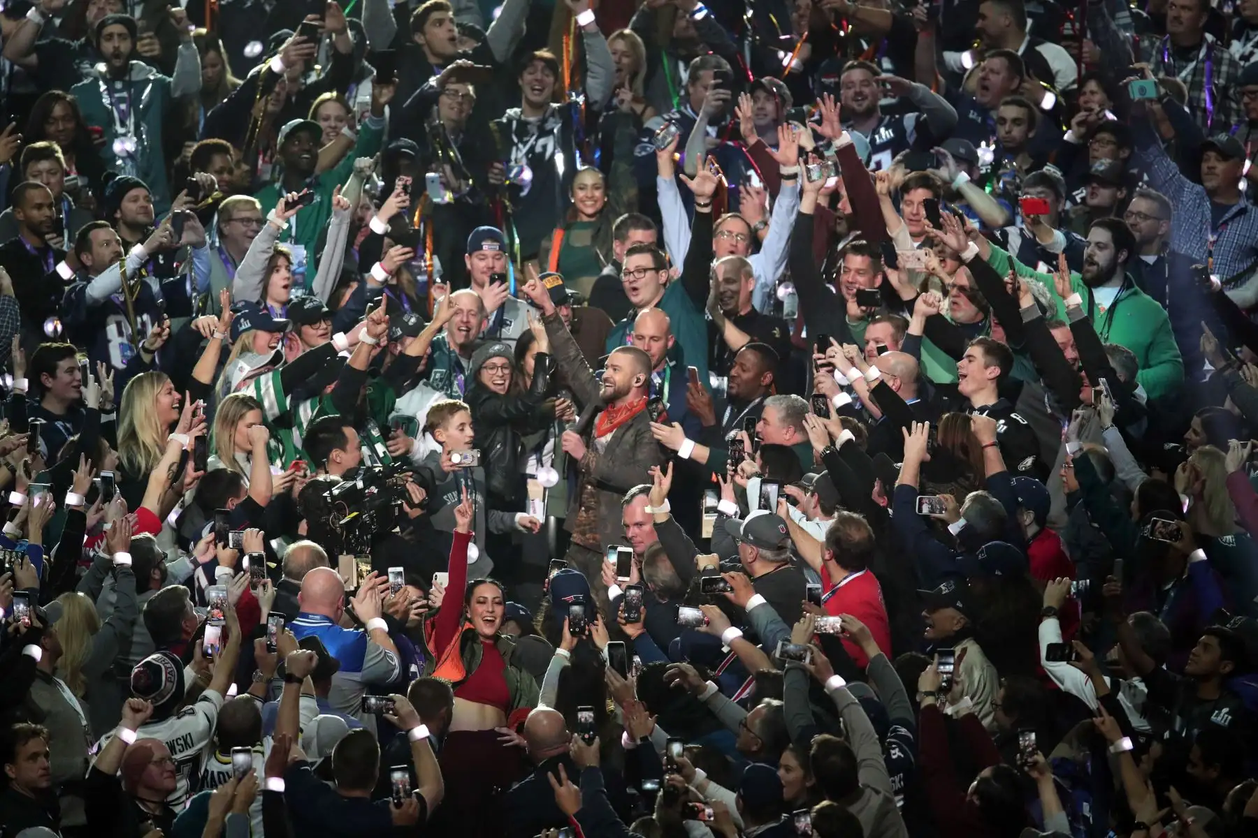 El espectacular show de Justin Timberlake en el Super Bowl. Foto: AFP