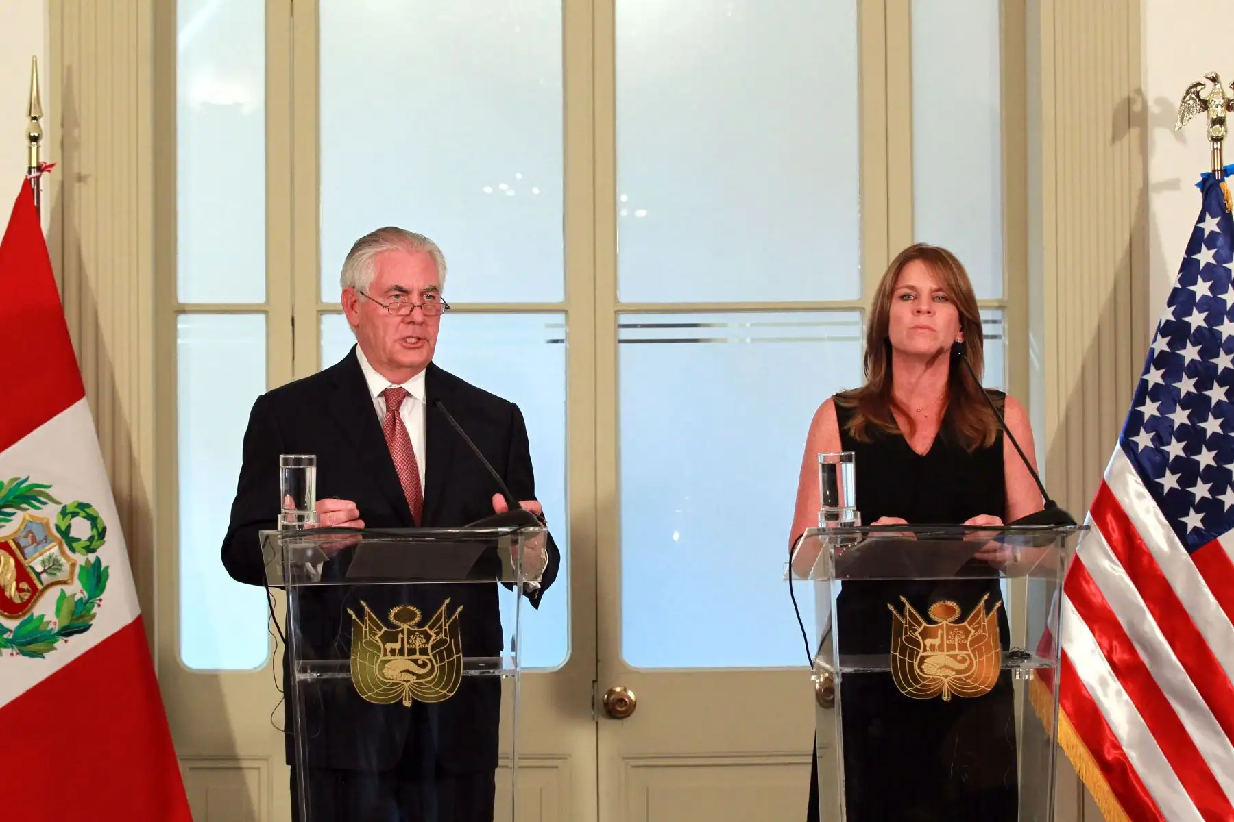LIMA-PERÚ-FEBRERO-05. Conferencia de prensa del Secretario de Estado de los Estados Unidos, Rex W. Tillerson y la Canciller Cayetana Aljovín. Foto: ANDINA/Dante Zegarra