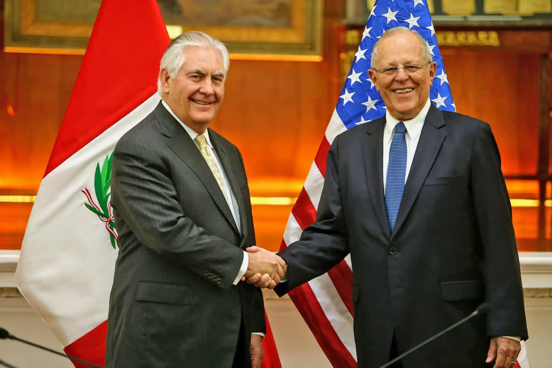 El presidente Pedro Pablo Kuczynski se reúne con el secretario de Estado de Estados Unidos, Rex Tillerson. Foto: ANDINA/ Prensa Presidencia