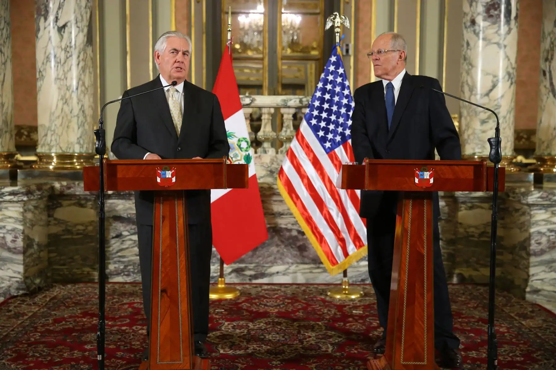 Conferencia de prensa del presidente Pedro Pablo Kuczynski  y el secretario de Estado de Estados Unidos, Rex Tillerson en palacio de Gobierno. Foto: ANDINA/ Prensa Presidencia