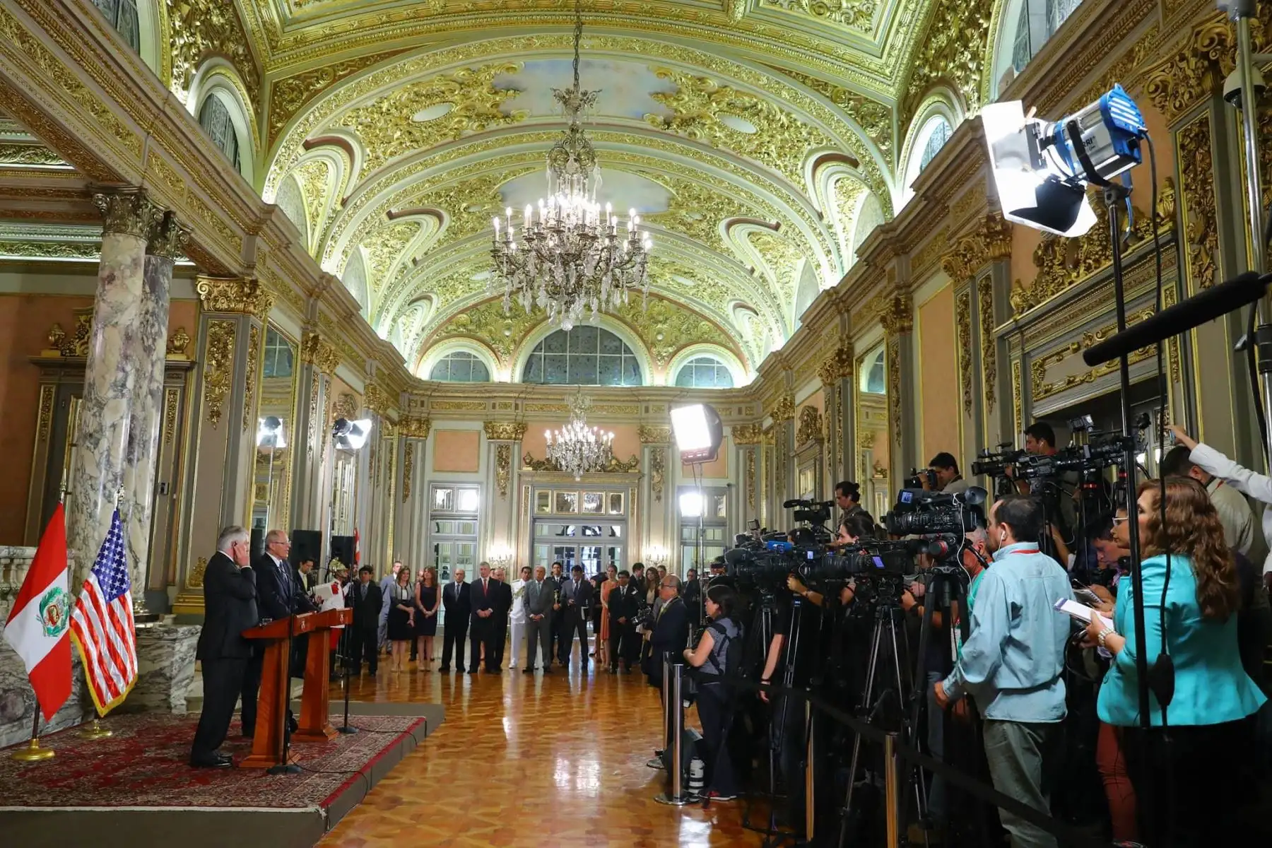 Conferencia de prensa del presidente Pedro Pablo Kuczynski  y el secretario de Estado de Estados Unidos, Rex Tillerson en palacio de Gobierno. Foto: ANDINA/ Prensa Presidencia
