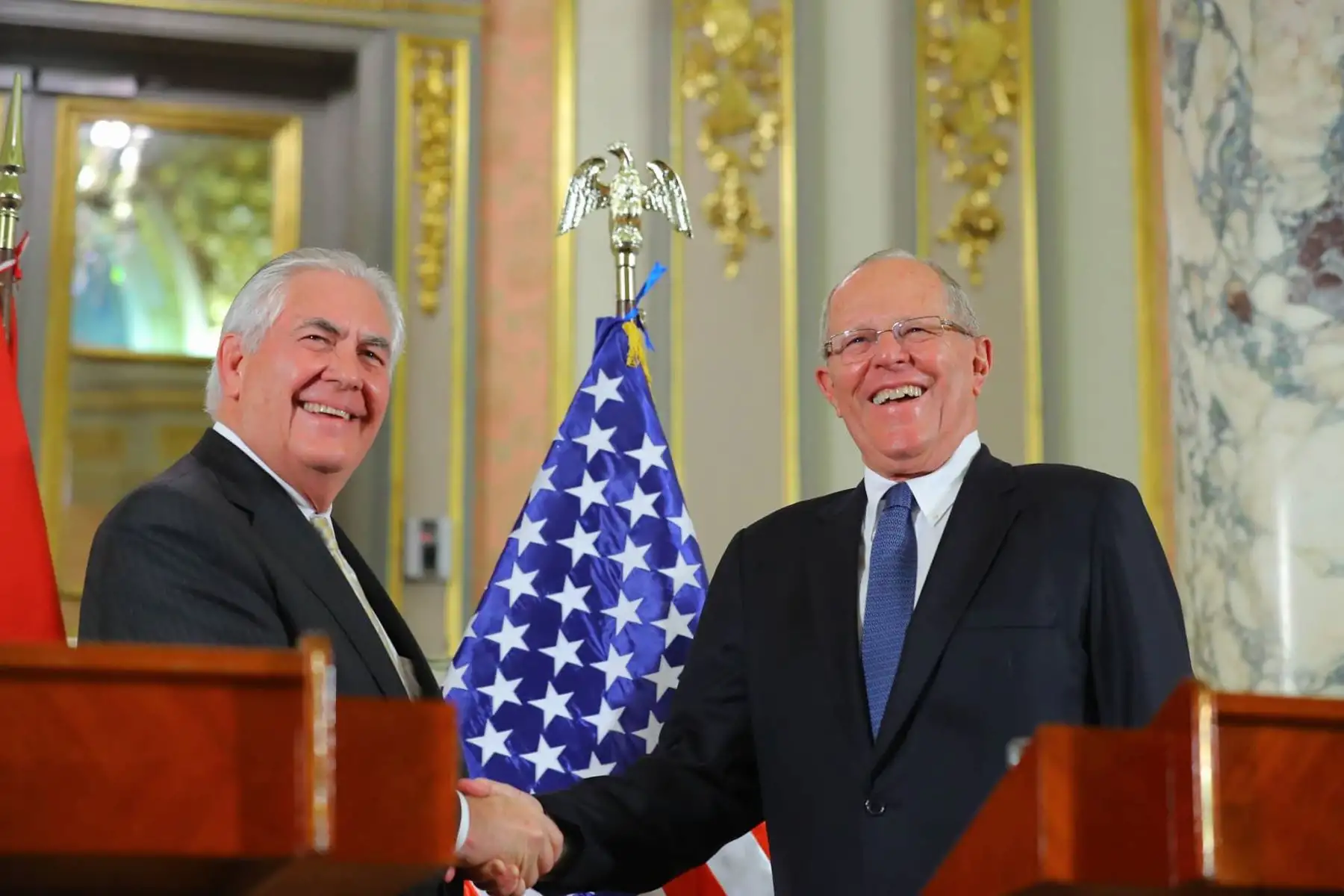 Conferencia de prensa del presidente Pedro Pablo Kuczynski  y el secretario de Estado de Estados Unidos, Rex Tillerson en palacio de Gobierno. Foto: ANDINA/ Prensa Presidencia