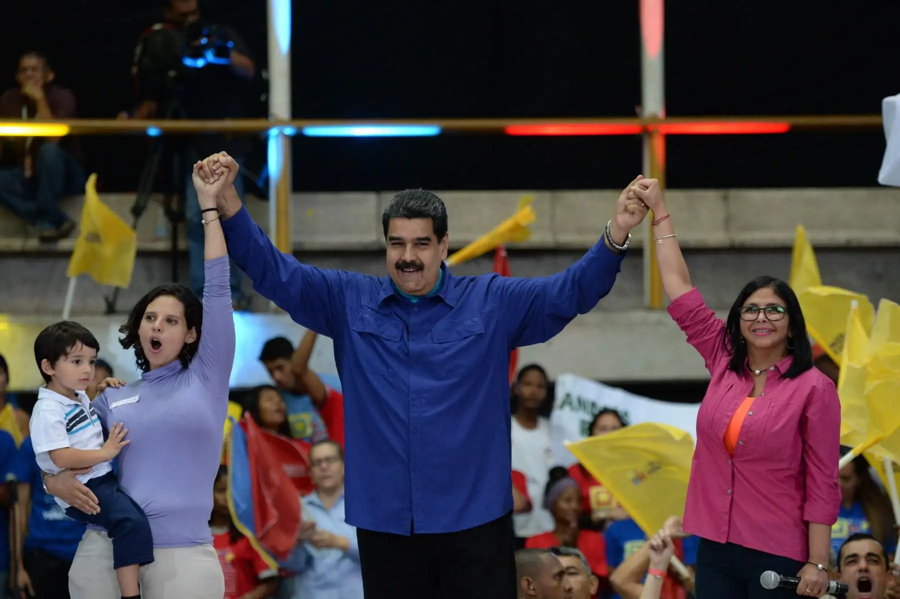 Maduro pronuncia discurso en manifestación. Foto: AFP