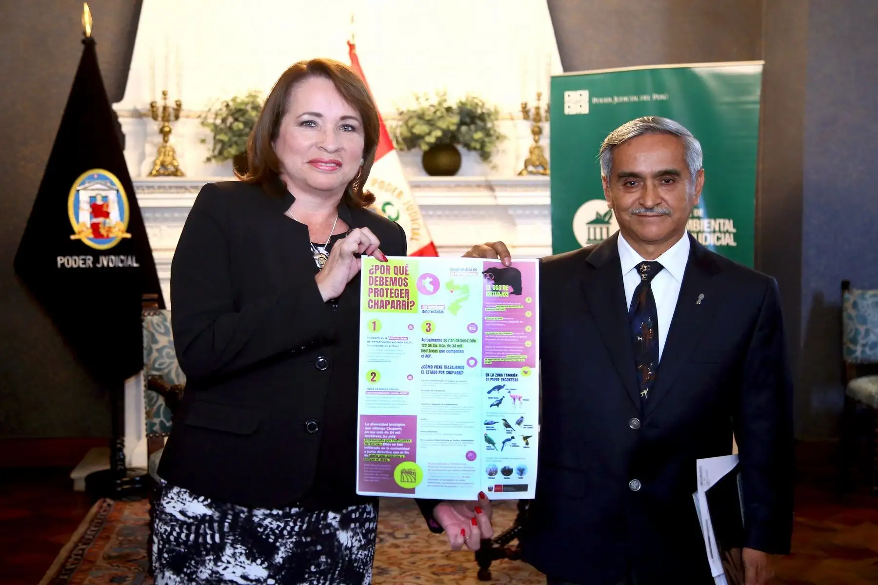 Ministra del Ambiente, Elsa Galarza y titular del Poder Judicial, Duberlí Rodríguez. Foto: Minam.
