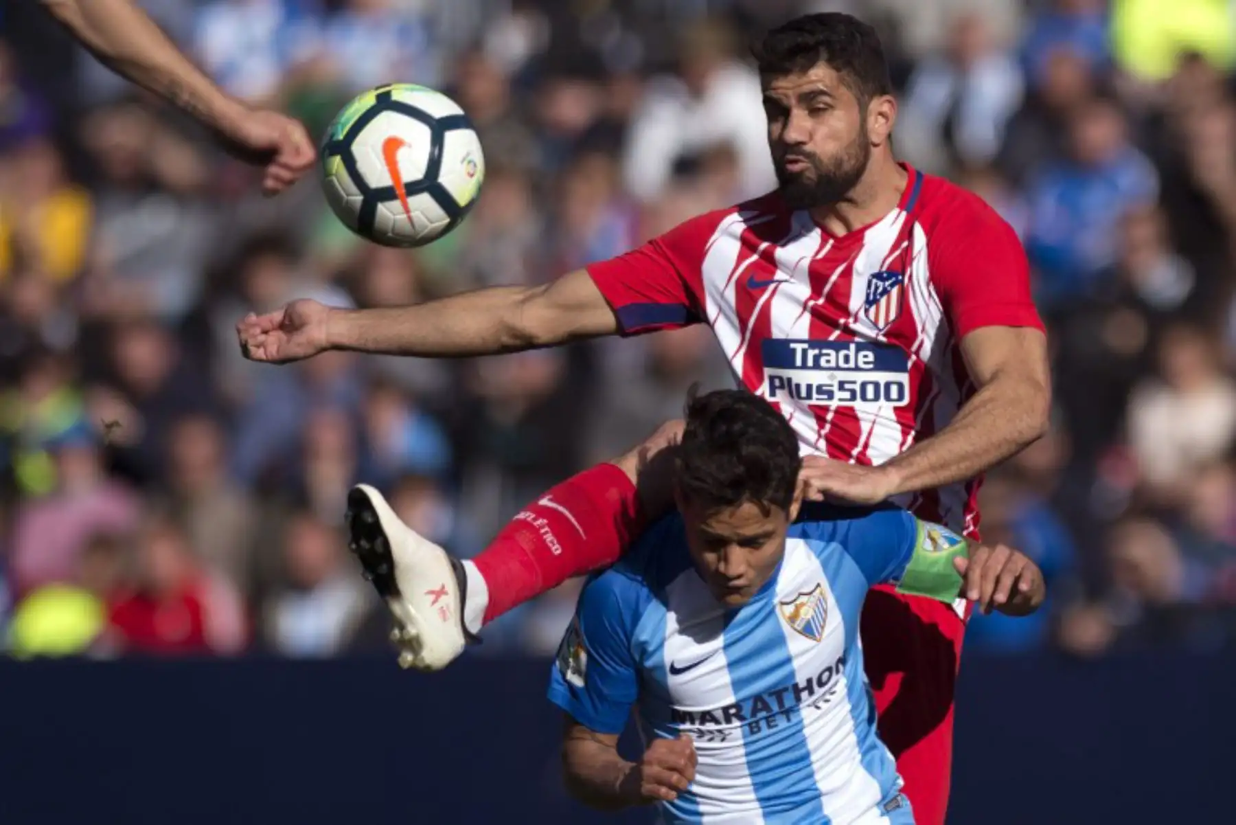 Partido de fútbol de la liga española entre el Málaga CF y el Club Atlético de Madrid en el estadio La Rosaleda.Foto:AFP
