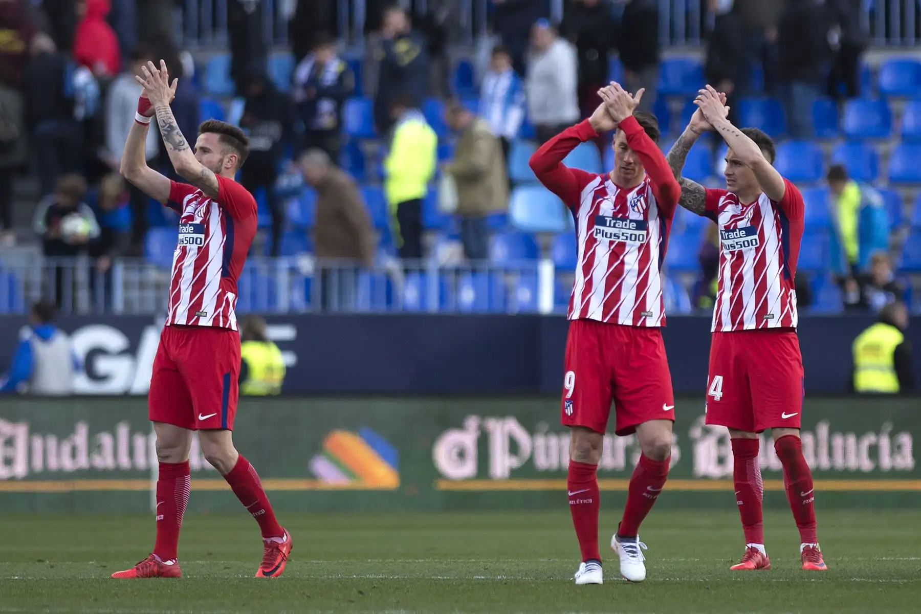 Partido de fútbol de la liga española entre el Málaga CF y el Club Atlético de Madrid en el estadio La Rosaleda.Foto:AFP