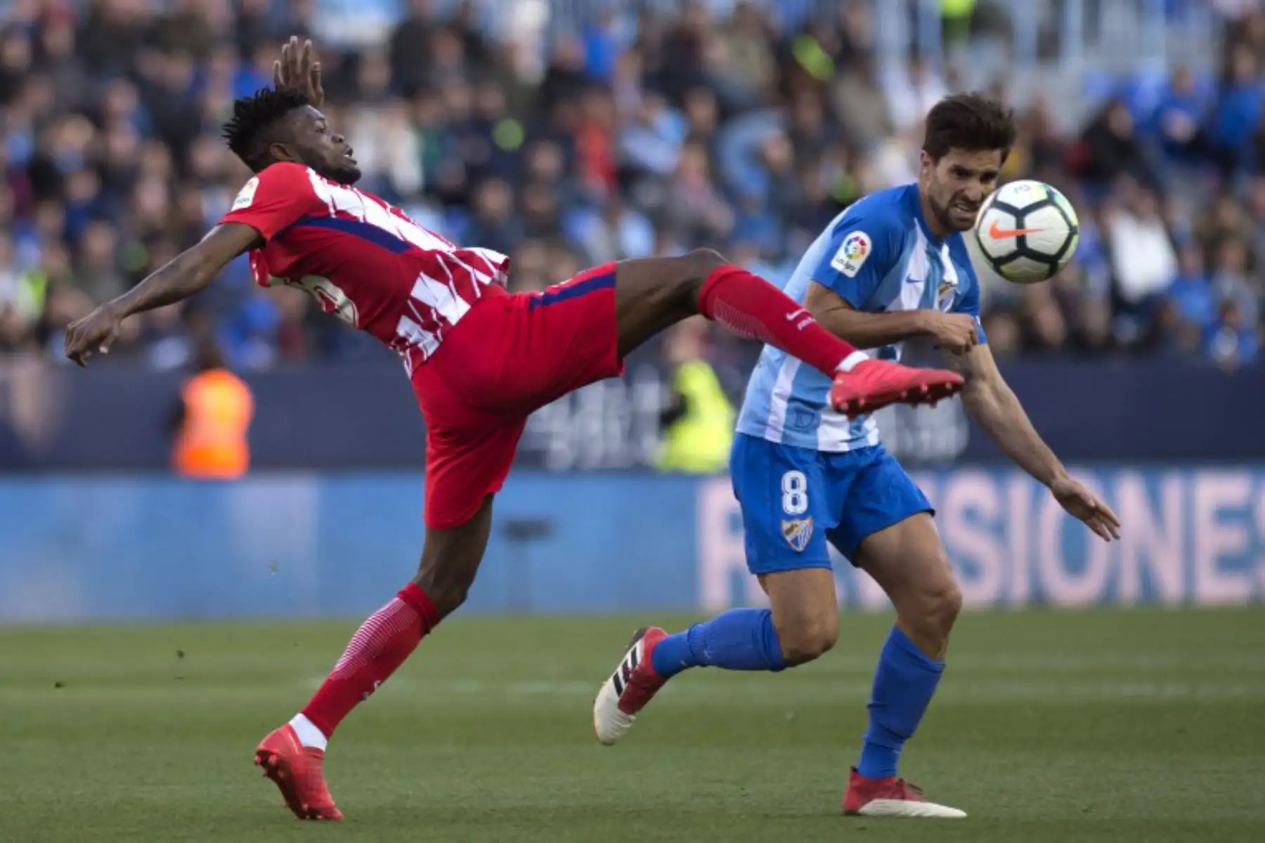 Partido de fútbol de la liga española entre el Málaga CF y el Club Atlético de Madrid en el estadio La Rosaleda.Foto:AFP
