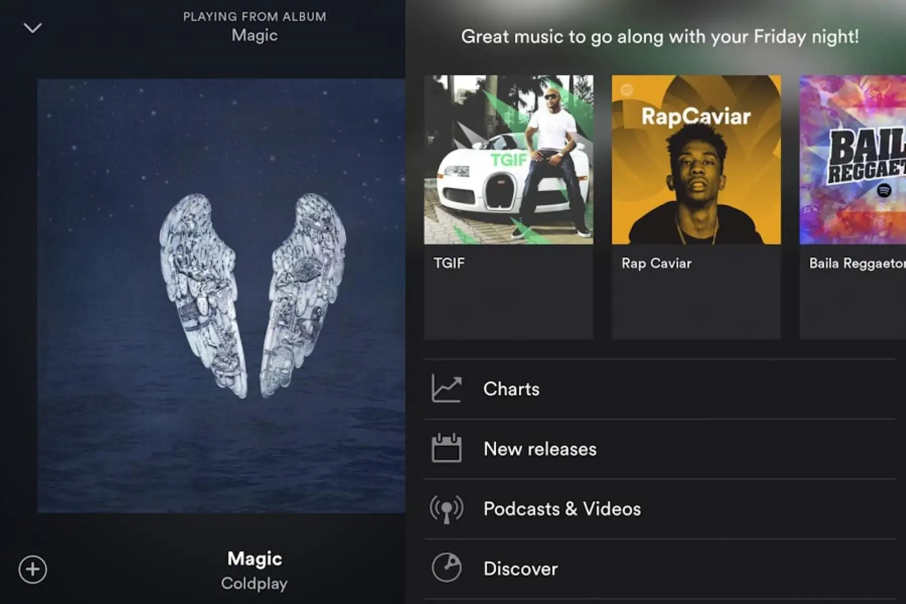 Spotify. La aplicación para Android e iOS ofrece una biblioteca musical, así como listas de reproducción con recientes estrenos de conocidos cantantes y artistas independientes.