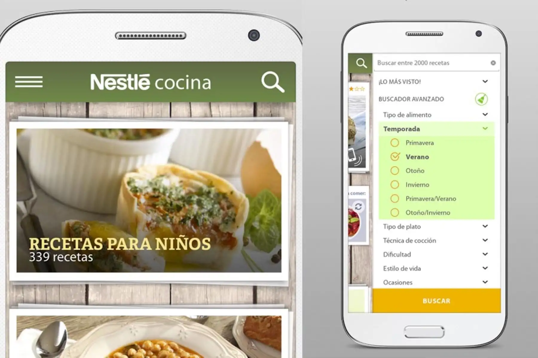Recetas y menús. La app de Nestlé cuenta con 2,000 recetas de cocina en video y consejos de nutrición para momentos especiales como citar románticas y almuerzos familiares.