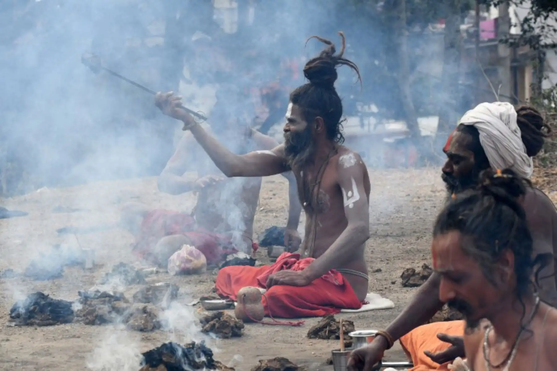 Los hindúes celebran el festival Maha Shivaratri, en Katmandú.Foto:AFP
