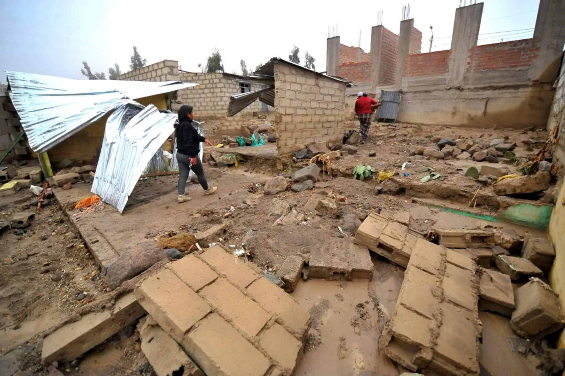 Viviendas afectadas tras el ingreso de la torrentera de Añashuayco, en el distrito de Cerro Colorado . Foto: Cortesía Diego Ramos