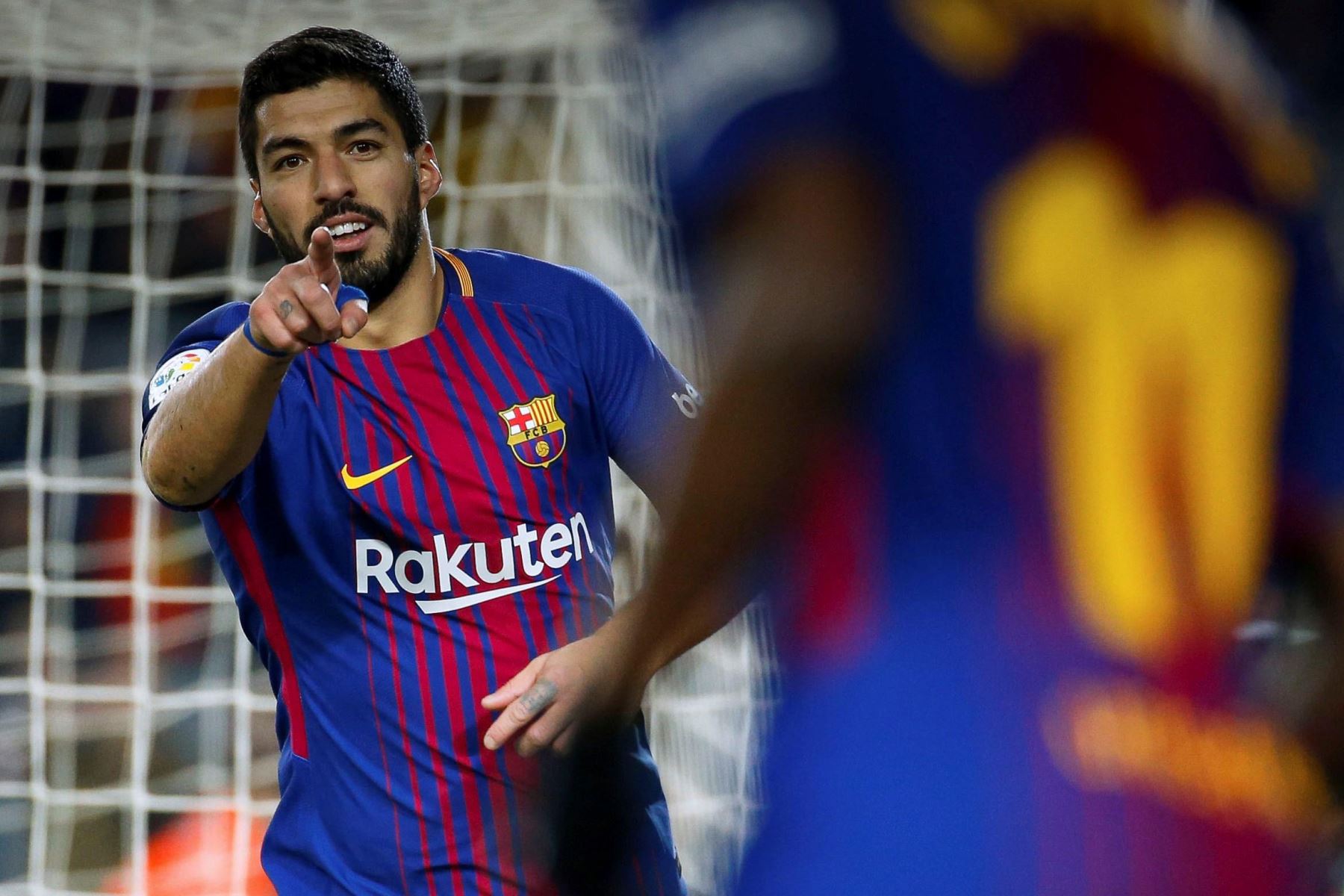 Hat Trick  del delantero Luis Suárez en la goleada del Barza 6 a 1 al Girona en el Camp Nou, en Barcelona.Foto:EFE